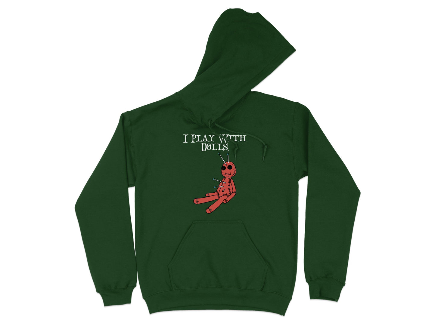 I Play With Dolls Graphic Hoodie in Dark Green product type