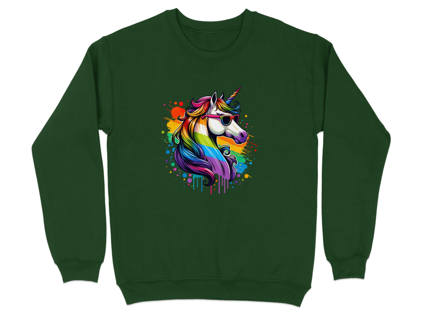 Colorful Rainbow Unicorn with Glasses Sweatshirt product type