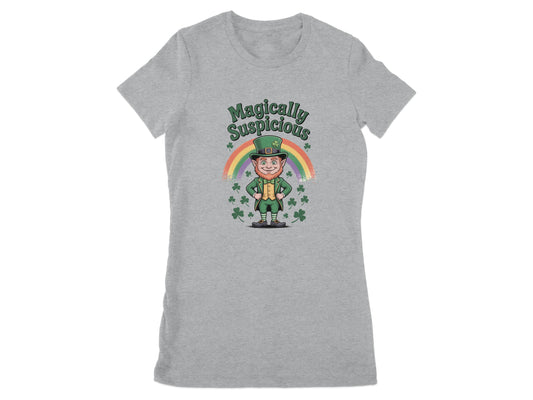 Magically Suspicious Leprechaun Rainbow print T-Shirt product type