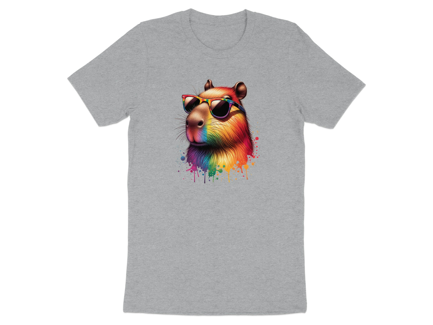 Colorful Sunglasses Capybara Print Grey T-shirt product