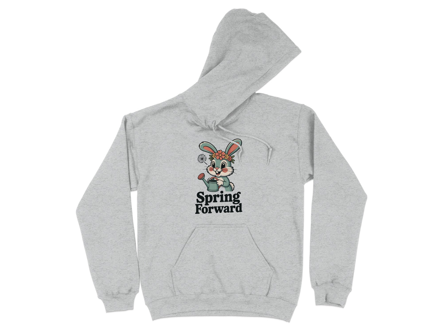 Spring Forward Bunny Design Hooded Sweatshirt Cozy Product