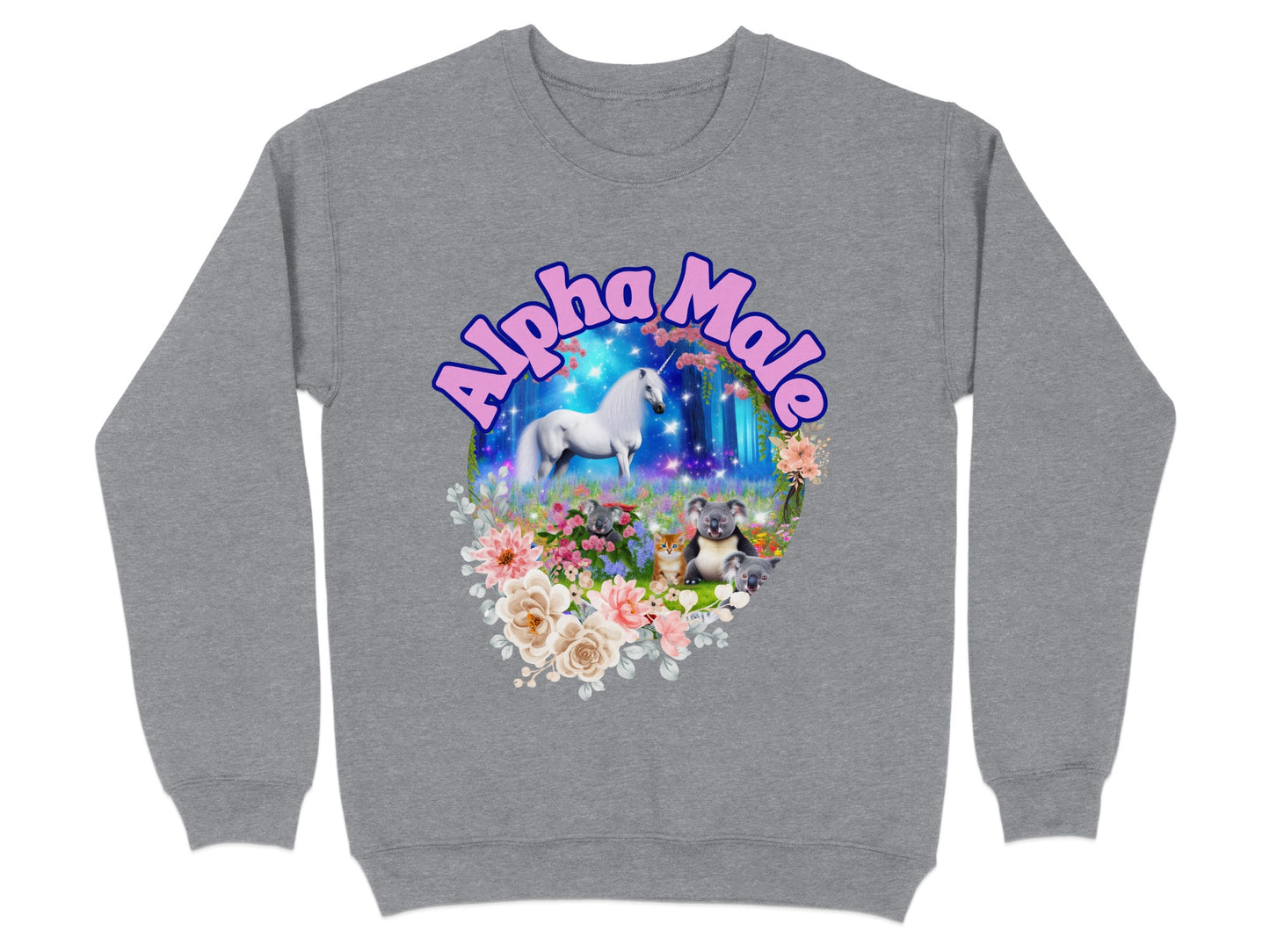 Alpha Male Unicorn and Flowers Graphic Sweatshirt product type
