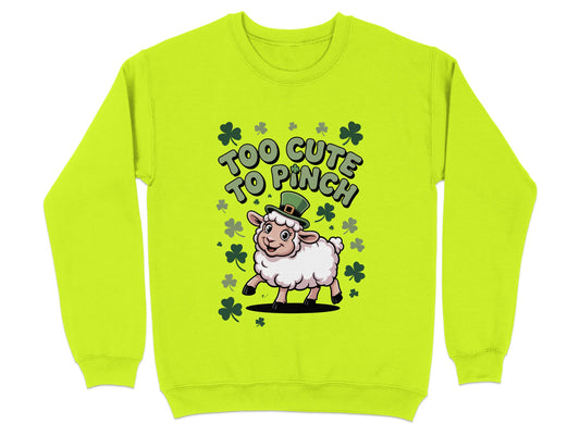 Too Cute to Pinch Shamrock Sheep Graphic Sweatshirt