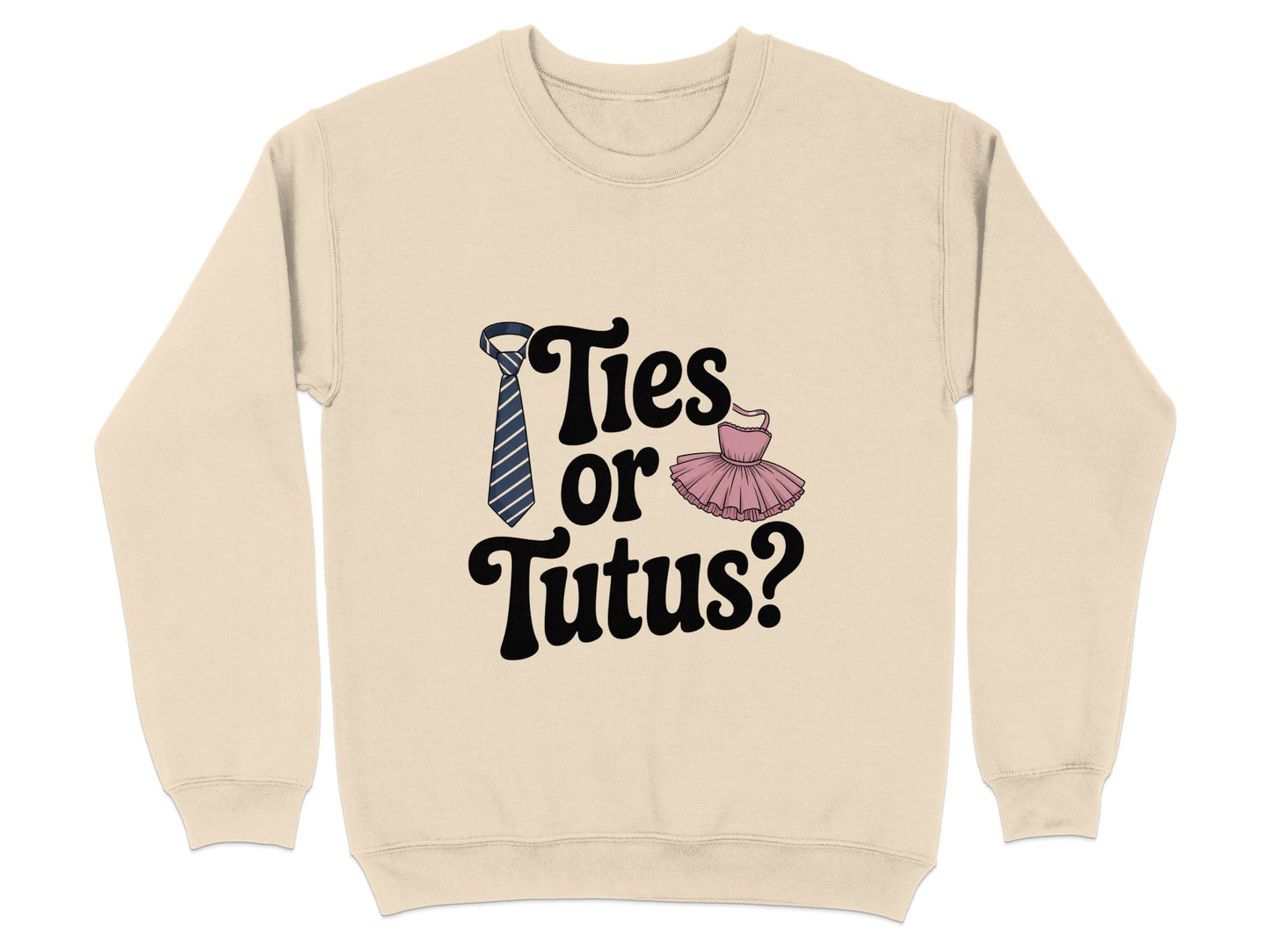 Cute Beige Ties or Tutus Gender Reveal Sweater product