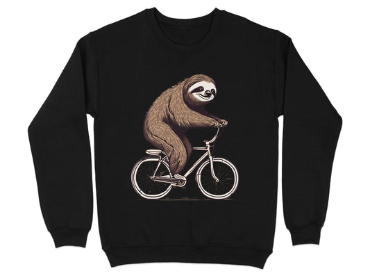 Sloth Riding Bicycle on Black Graphic Sweatshirt product