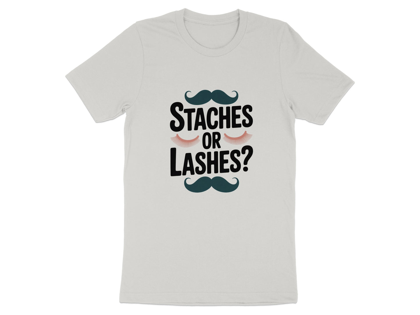 Fun Staches or Lashes Graphic Tee Shirt Product