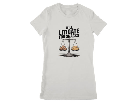 Will Litigate for Snacks Printed T-shirt product
