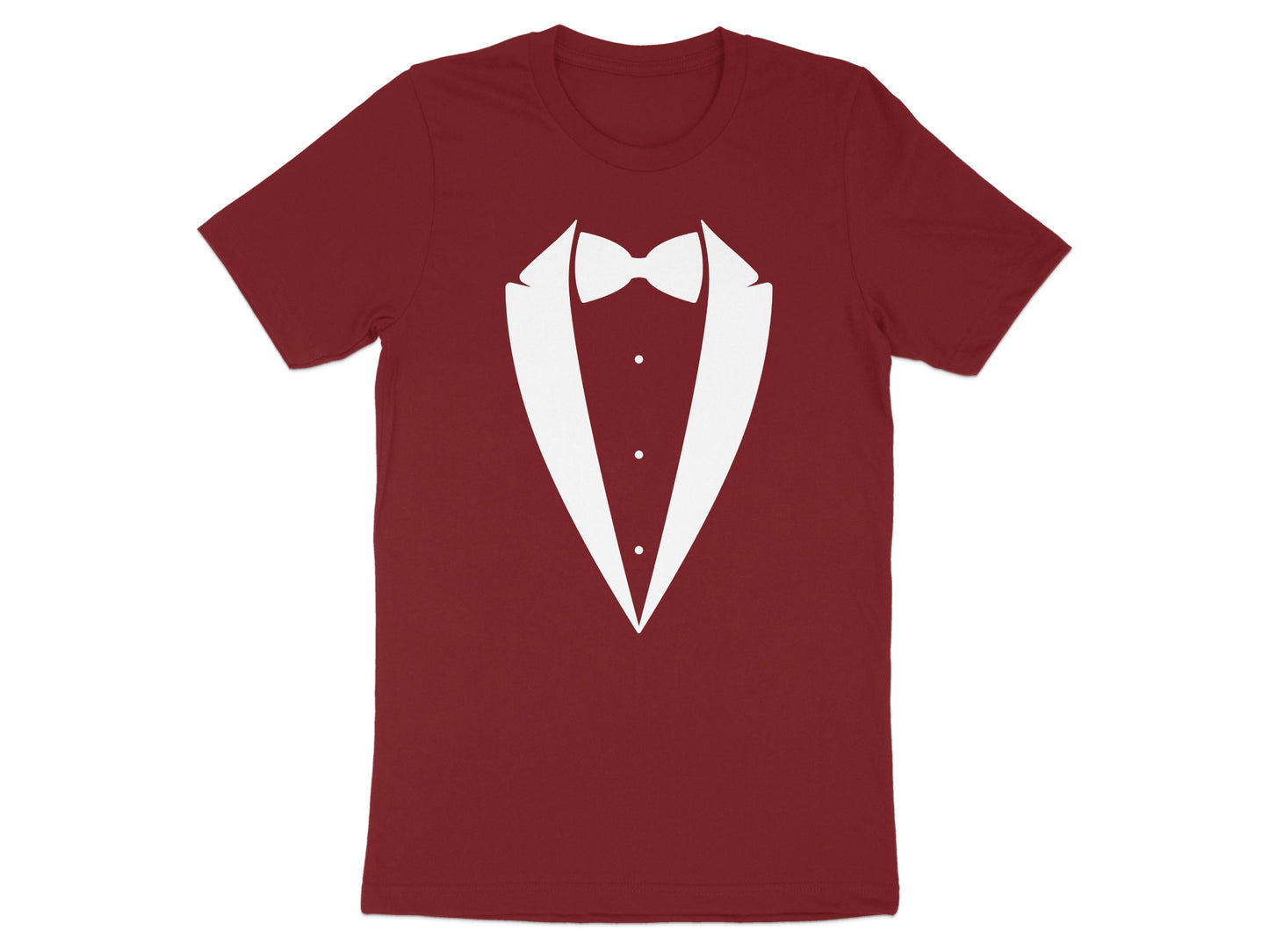 Stylish Red T-Shirt with Tuxedo Print Design product type