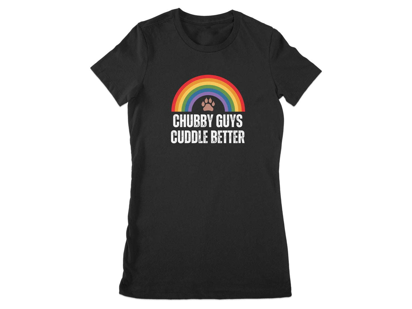 Chubby Guys Cuddle Better Rainbow Paw Print T-Shirt product
