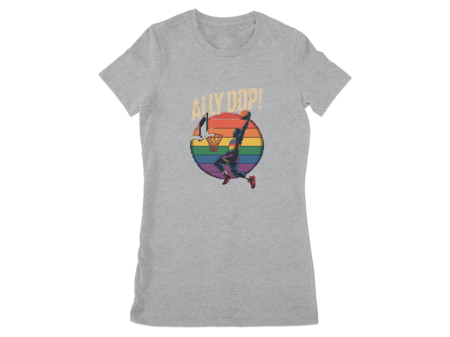 Ally Oop Rainbow Basketball Design T-Shirt product