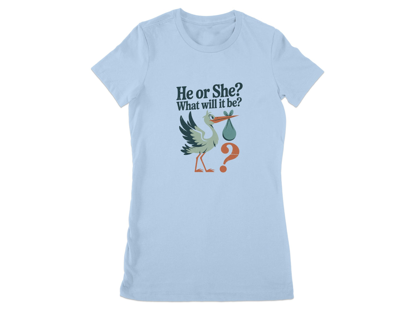 He or She What will it be stork question mark tee product