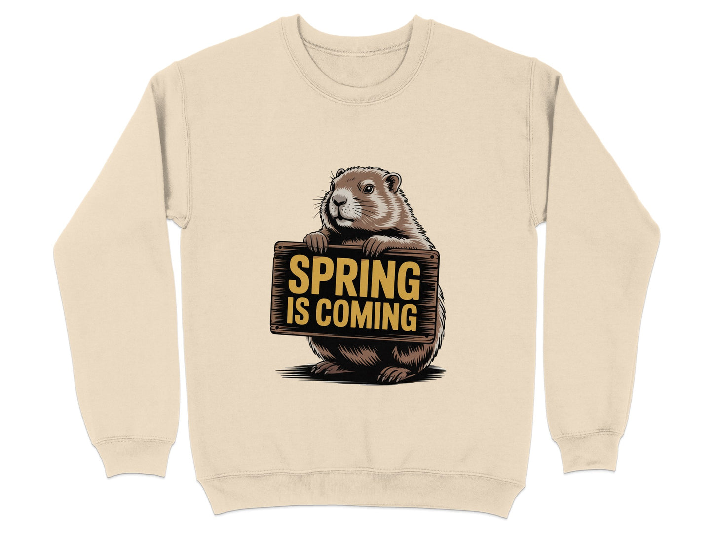 Spring is Coming Groundhog with Sign Sweatshirt product