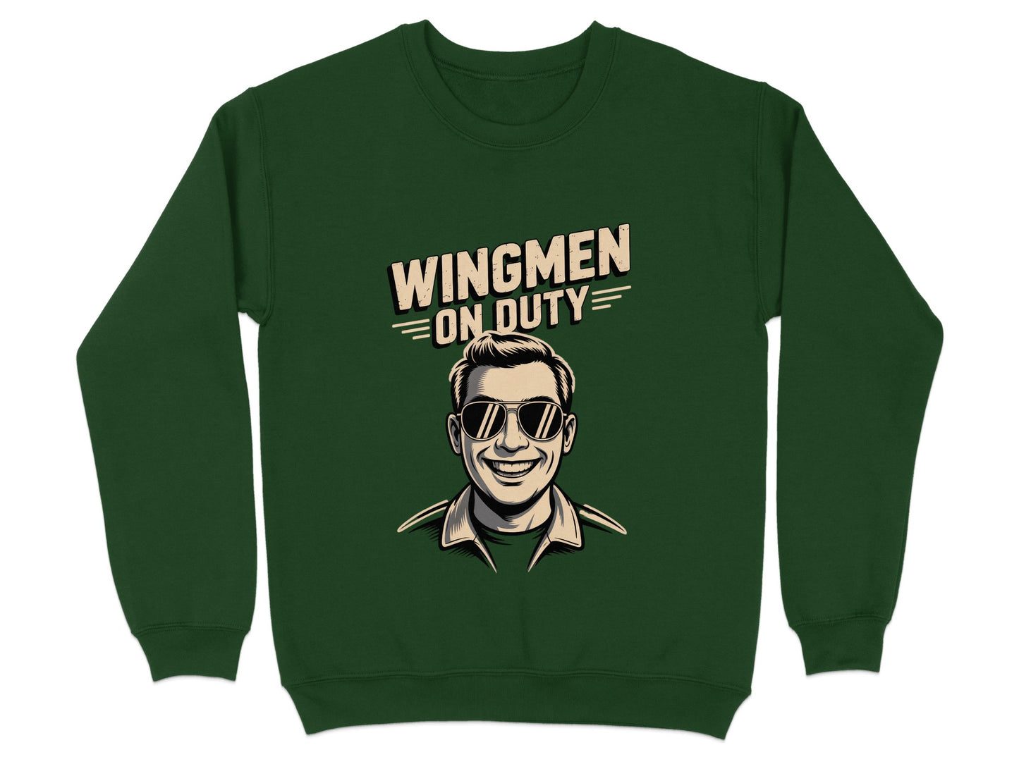 Wingmen On Duty Graphic Print Green Sweatshirt product