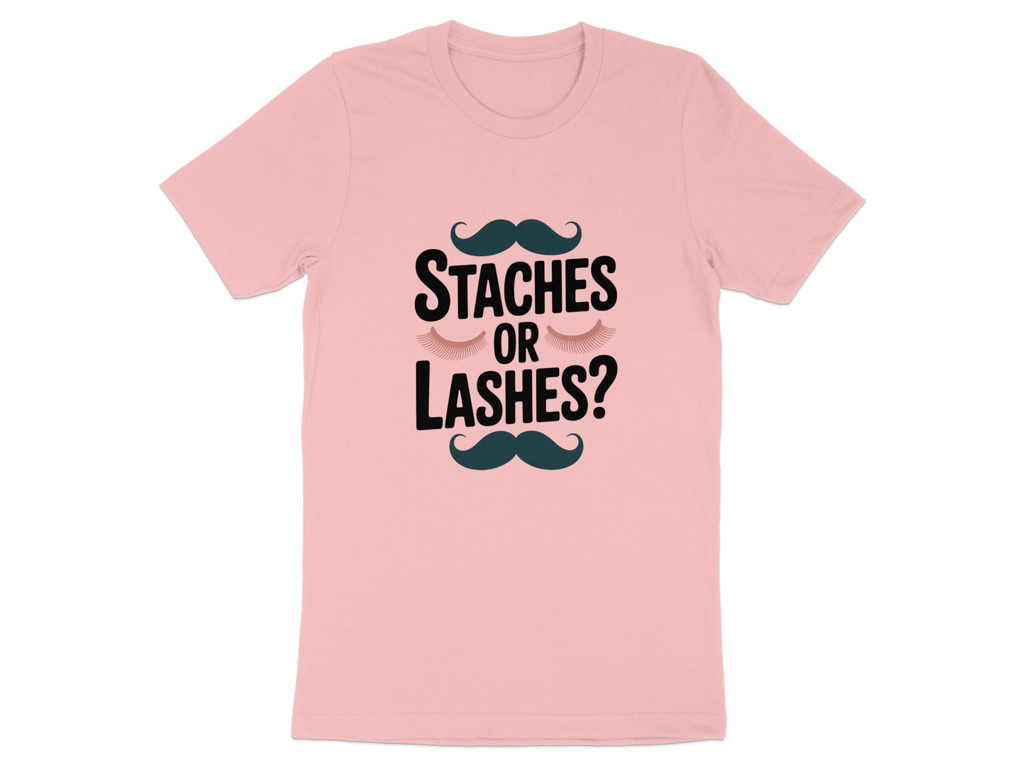 Staches or Lashes Fun Graphic T-shirt product type
