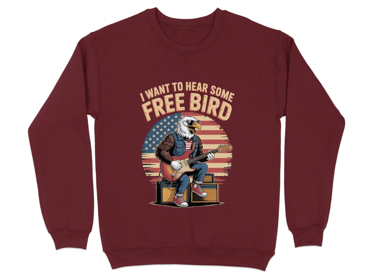 Patriotic Eagle Playing Guitar Printed Sweatshirt product