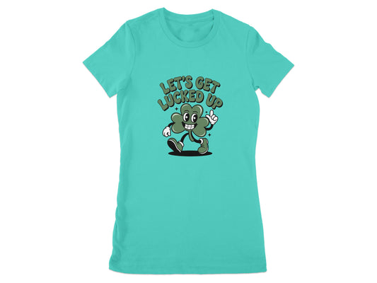 Let's Get Lucked Up Funny Clover Cartoon T-Shirt product type