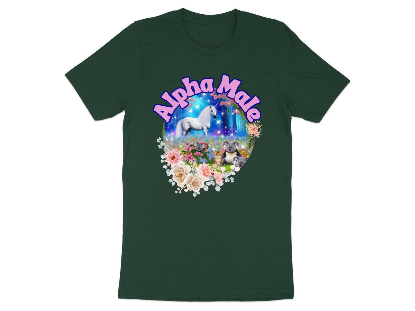 Alpha Male Unicorn and Flowers Graphic Novelty T-Shirt product