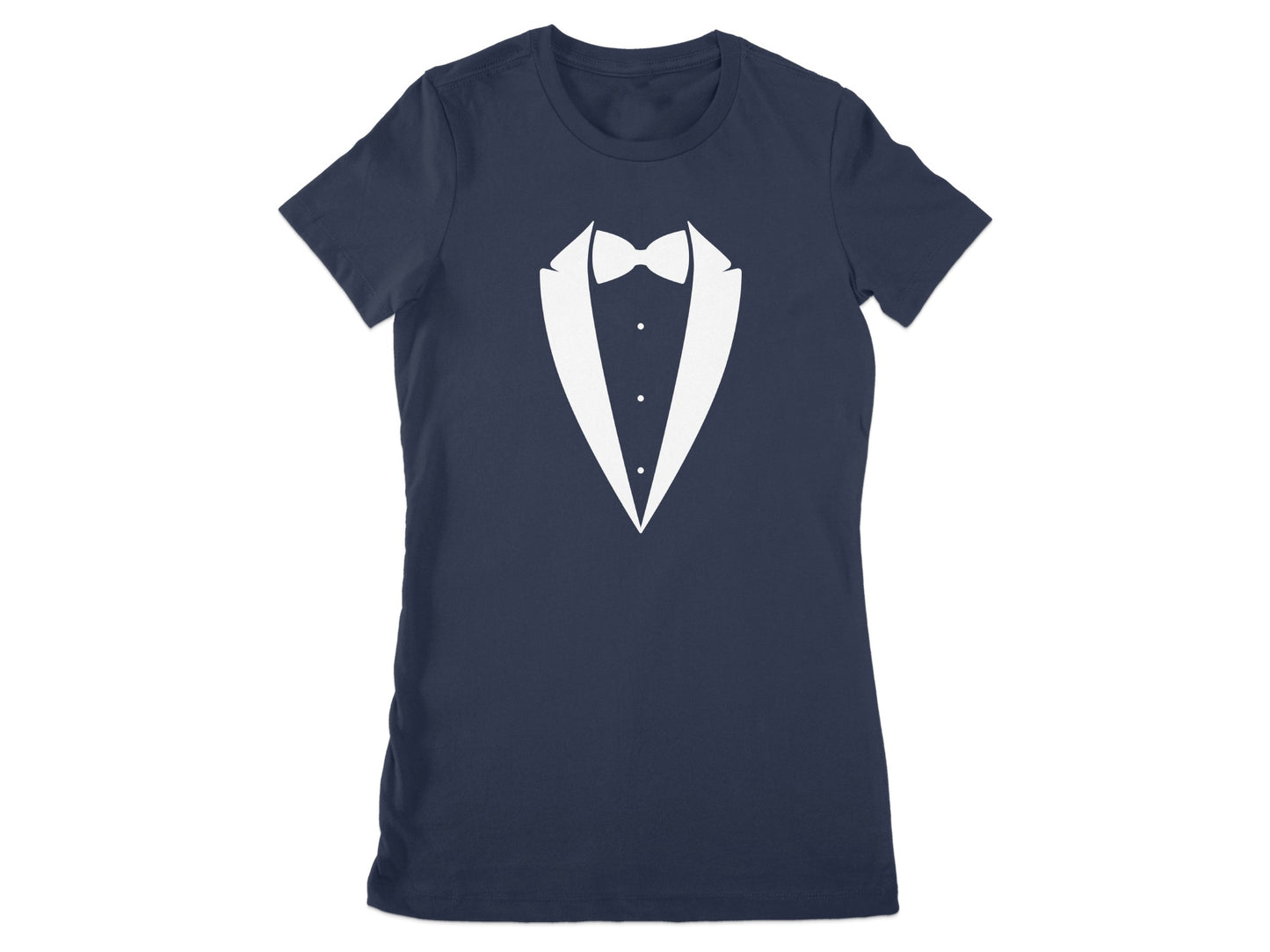 Tuxedo Print Design on Navy Blue T-shirt product type