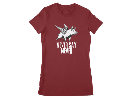 Never Say Never Flying Pig Graphic T-Shirt product type
