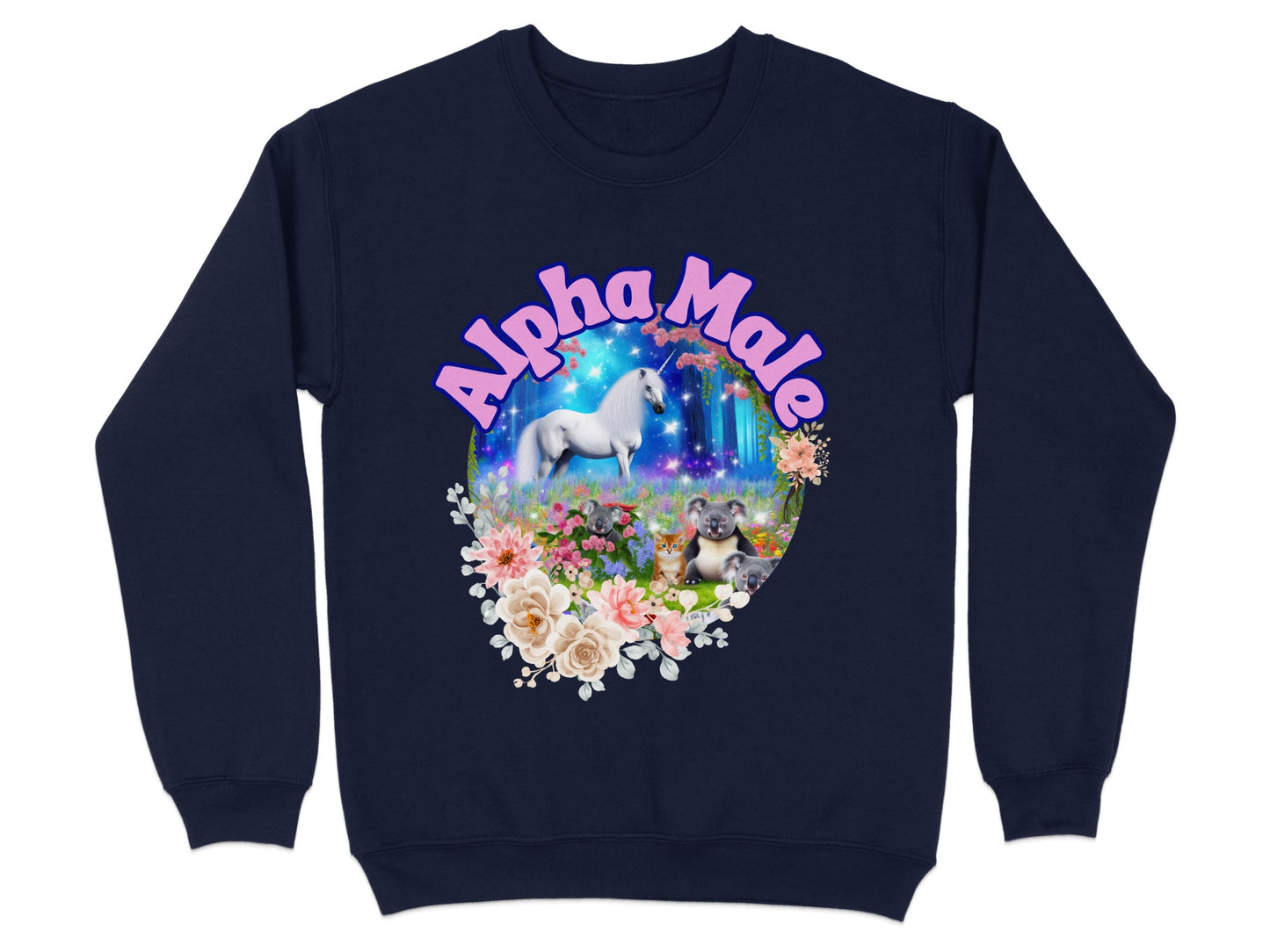 Alpha Male Unicorn Cat Flowers Sweatshirt product