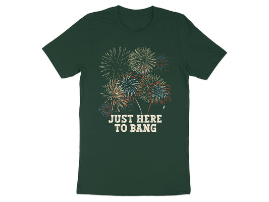Just Here To Bang Fireworks Design on T-shirt product