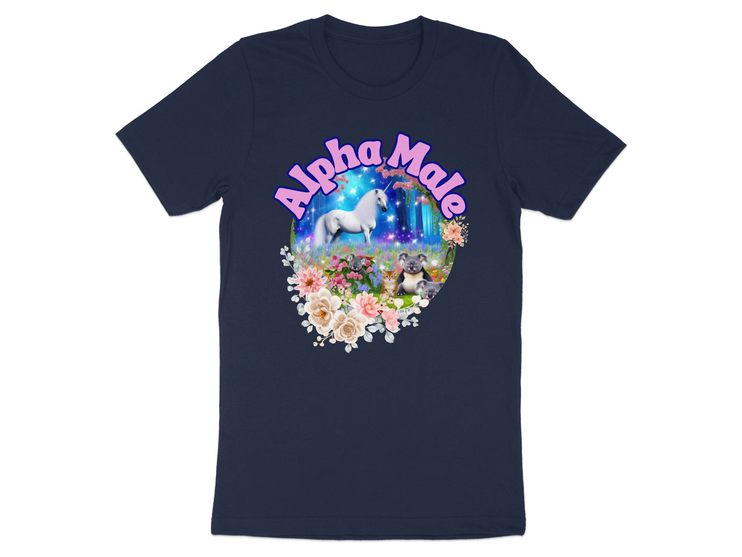 Alpha Male Unicorn and Flowers Graphic Print Shirt product