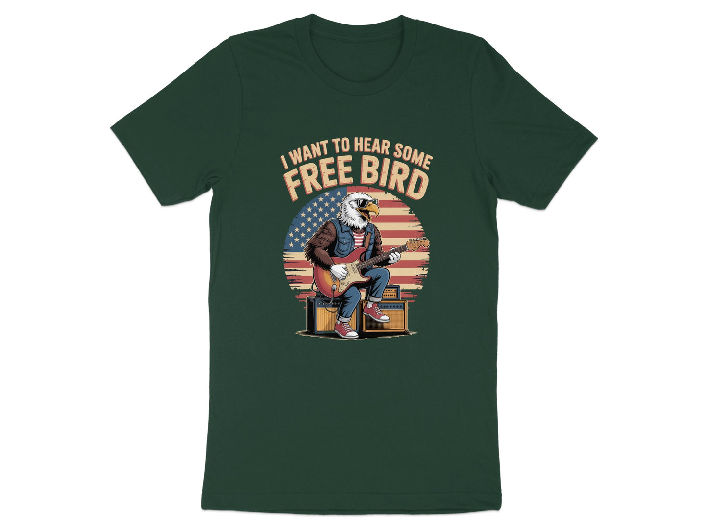 Eagle Playing Guitar Free Bird Graphic T-shirt product type