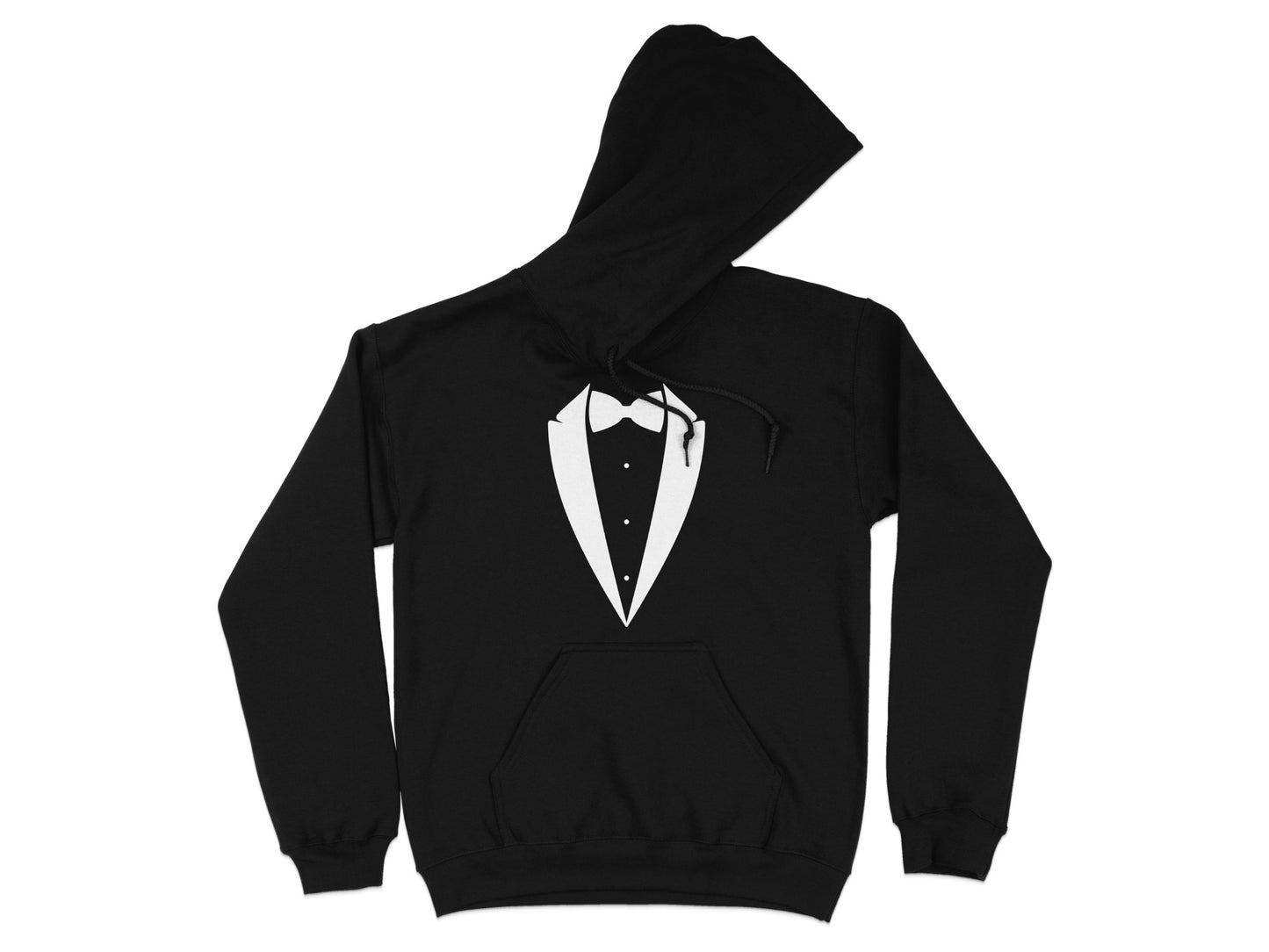 Stylish Black Tuxedo Design Hooded Sweatshirt product