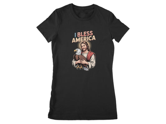 I Bless America Graphic Print Black T-Shirt product type