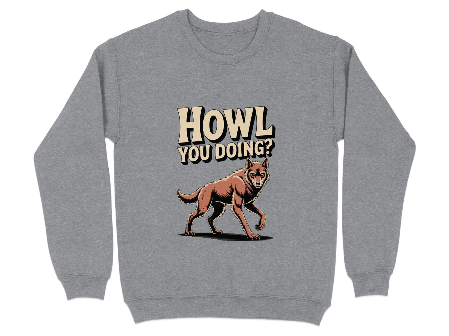 Howl You Doing Playful Wolf Graphic Sweatshirt product type