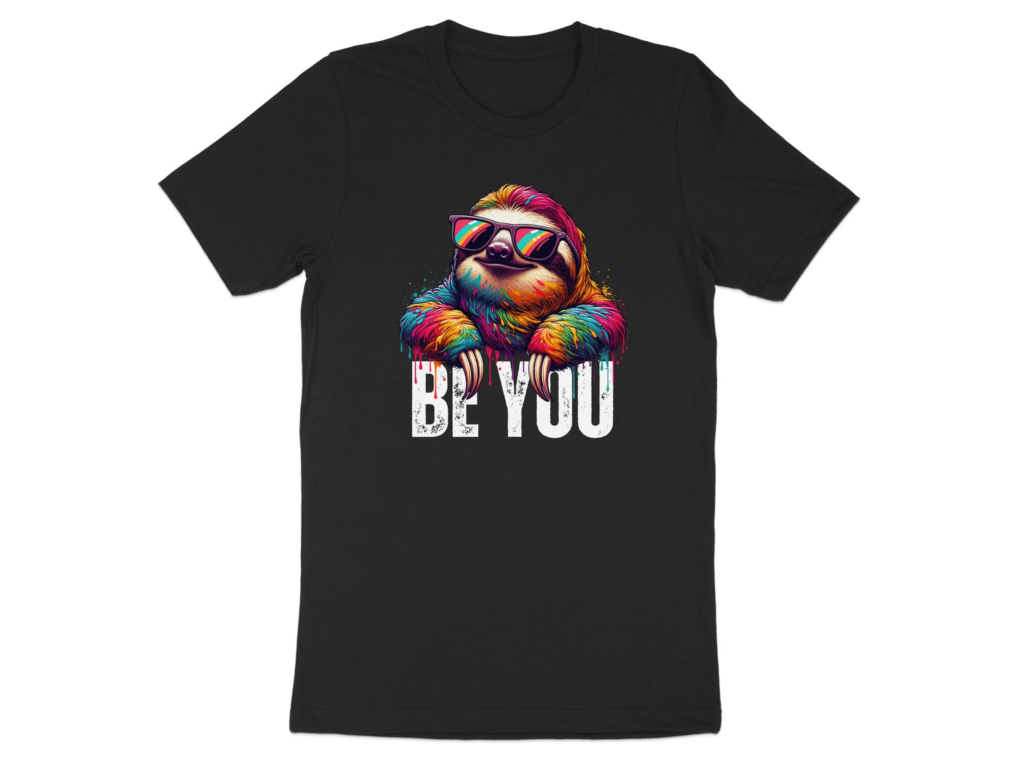 Vibrant Sloth Wearing Sunglasses With Be You T-Shirt Product Type