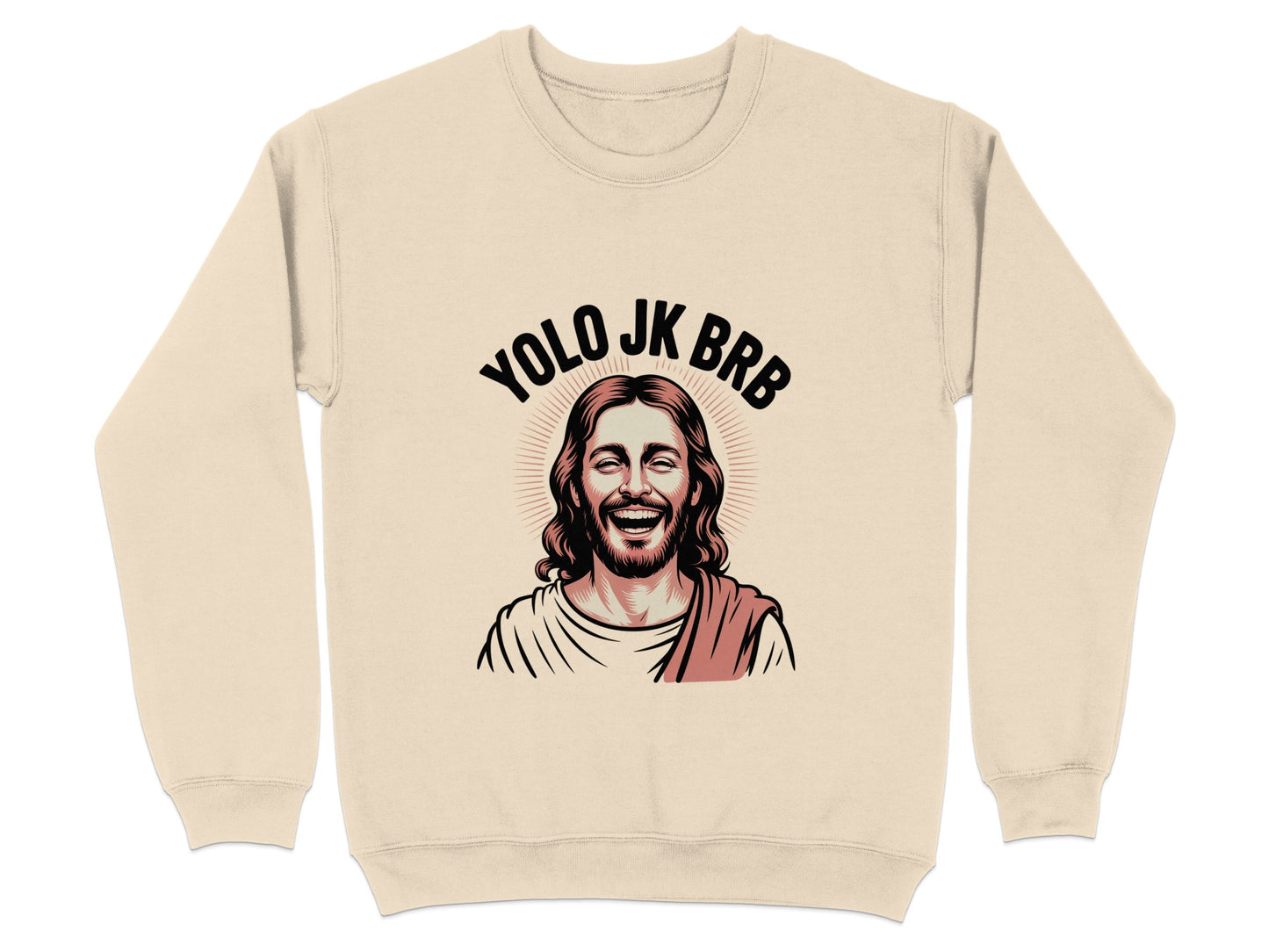 YOLO JK BRB Jesus Graphic Sweatshirt Casual Wear product