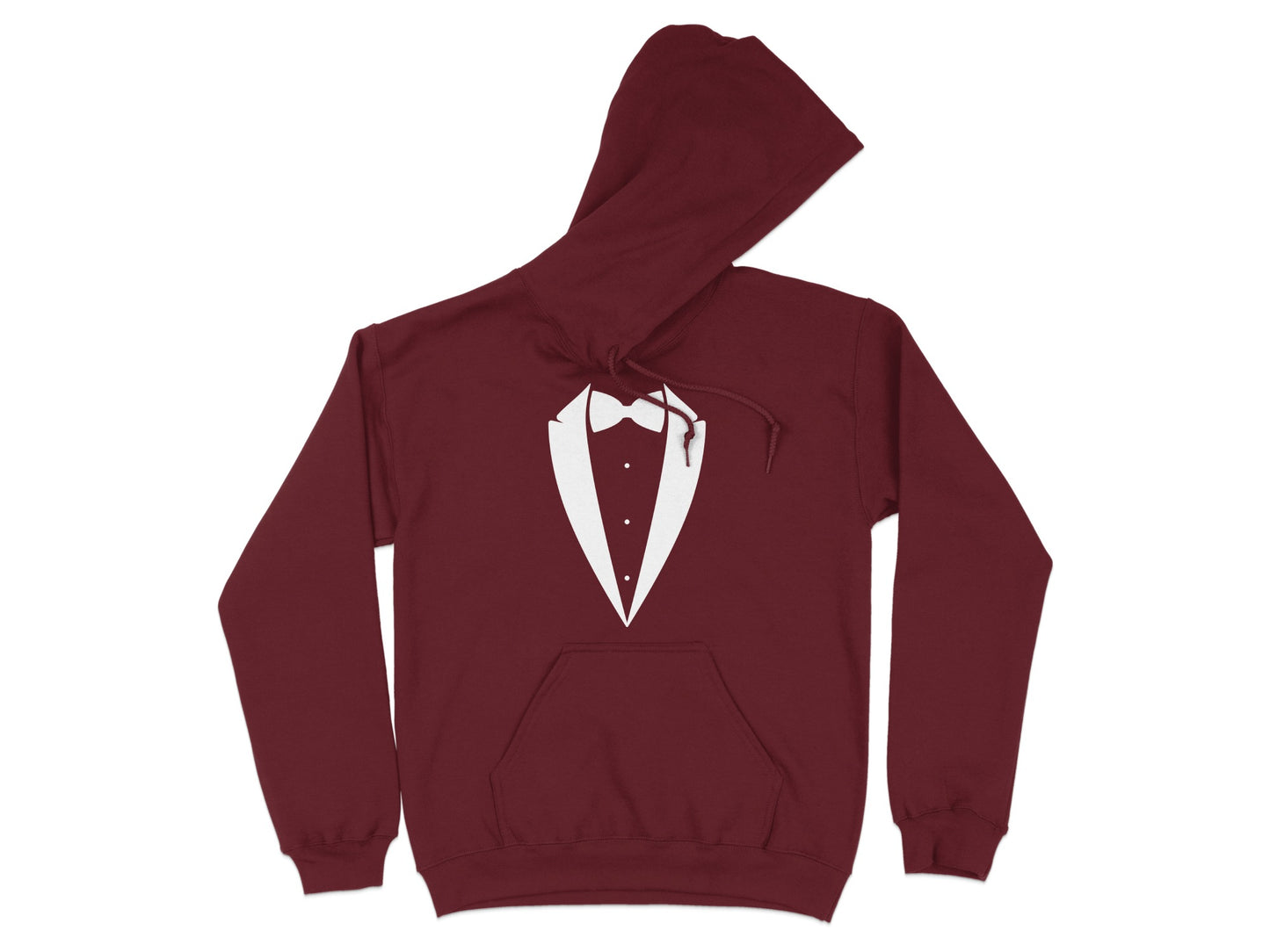Stylish Maroon Hoodie with White Tuxedo Design product type