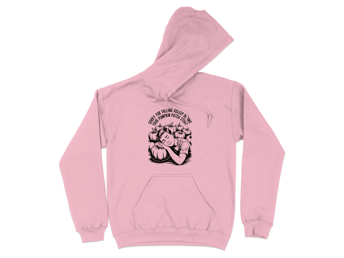 Cozy Hoodie with Sleepy Girl and Pumpkins Design product