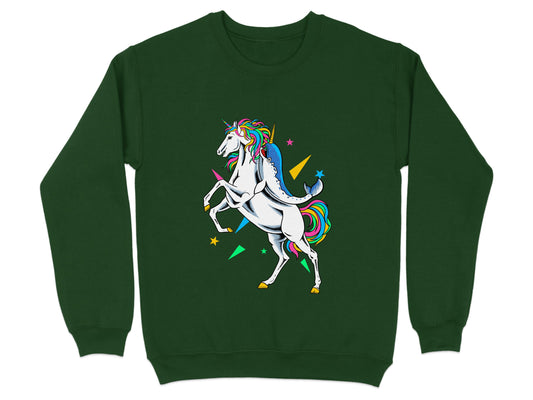 Colorful Unicorn Graphic on Green Sweatshirt product