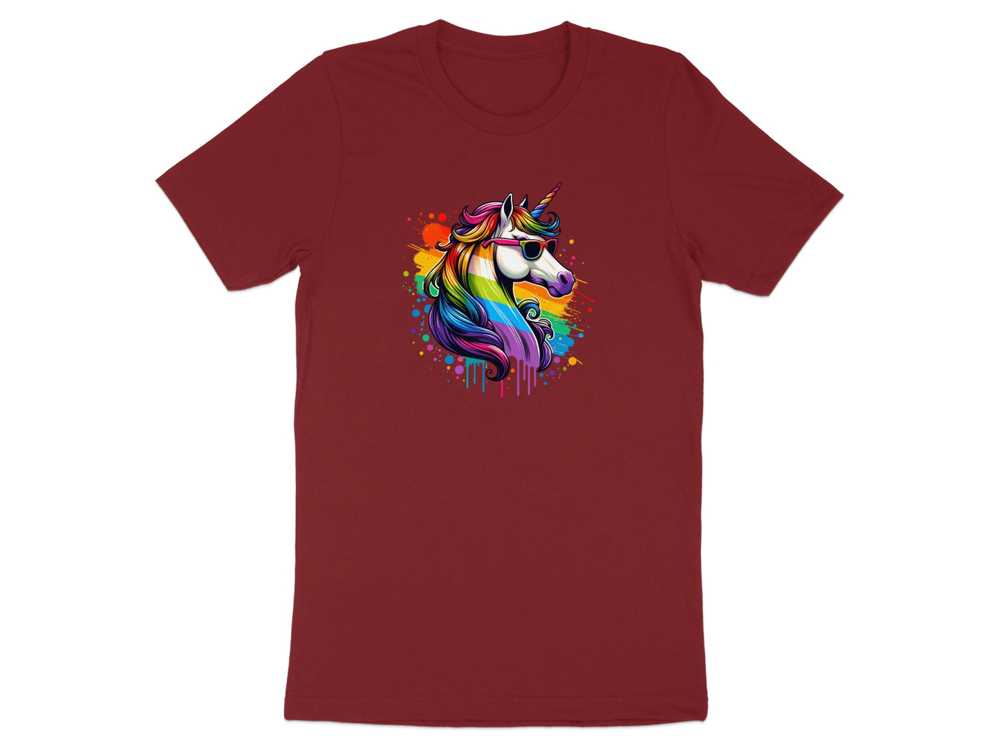 Colorful Rainbow Unicorn in Sunglasses T-Shirt product
