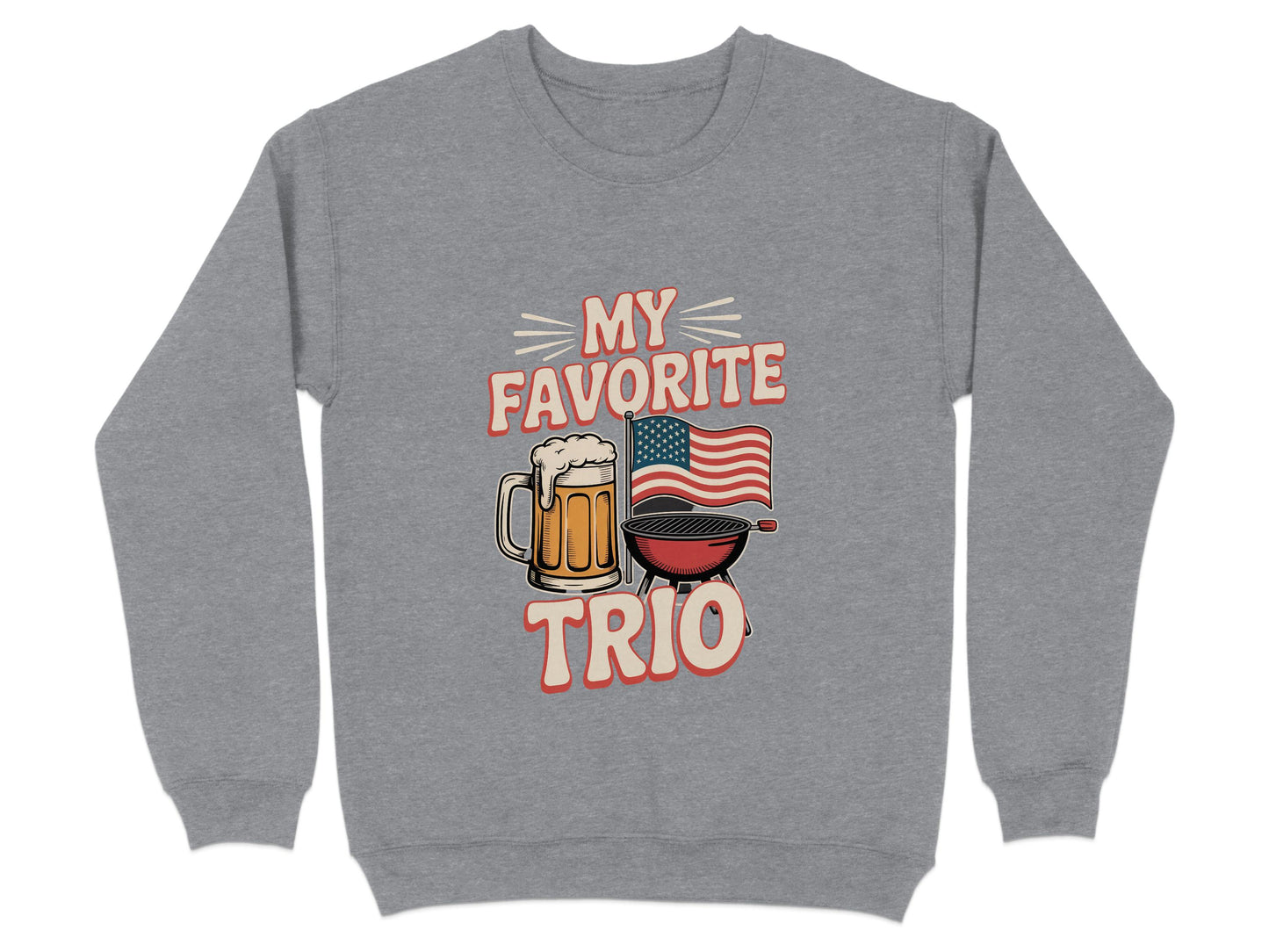 My Favorite Trio Beer Grill USA Flag Sweatshirt product