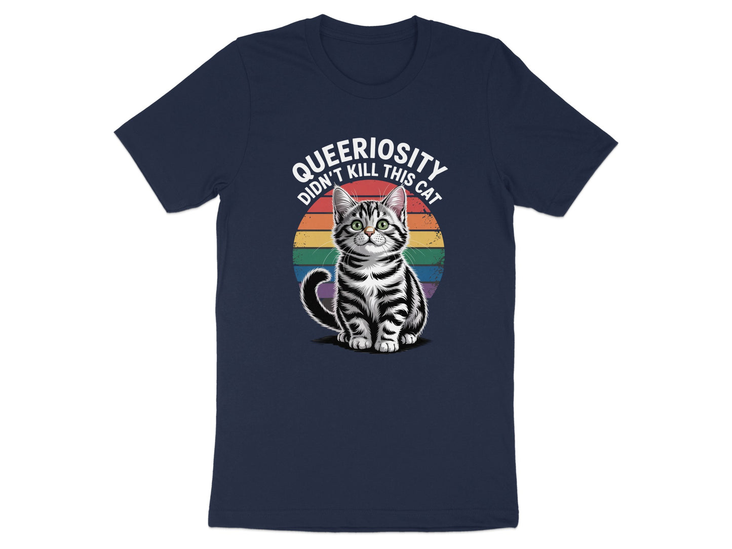 Queeriosity Didn't Kill This Cat Rainbow T-Shirt