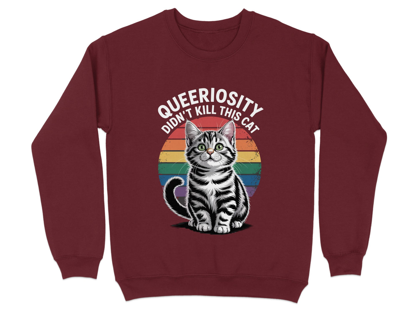 Queeriosity Didn't Kill This Cat Rainbow Sweatshirt product type