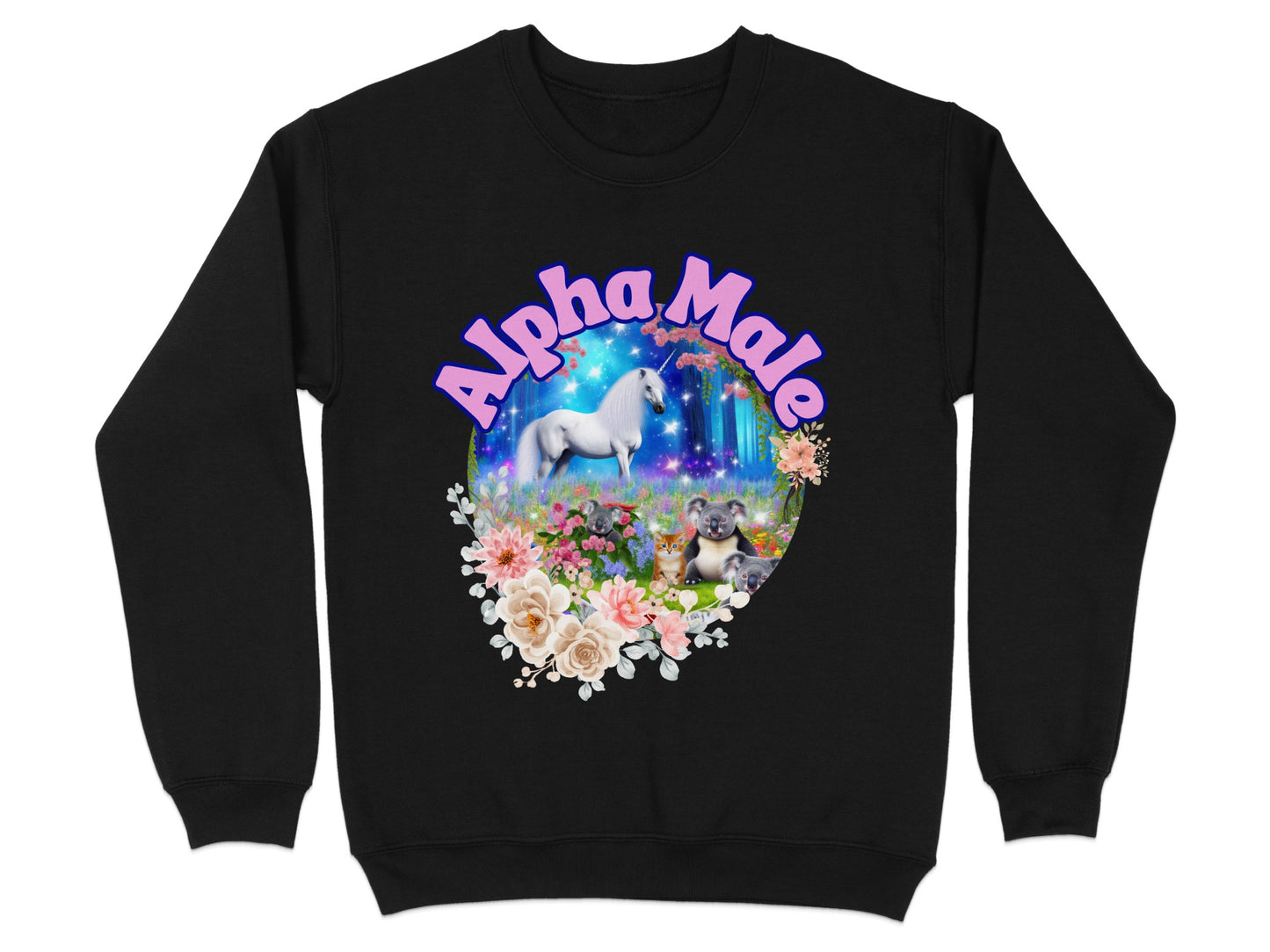 Alpha Male Unicorn with Cats and Flowers Sweatshirt product type