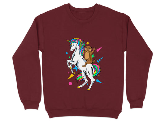 Rainbow Unicorn with Monkey Maroon Sweatshirt product type