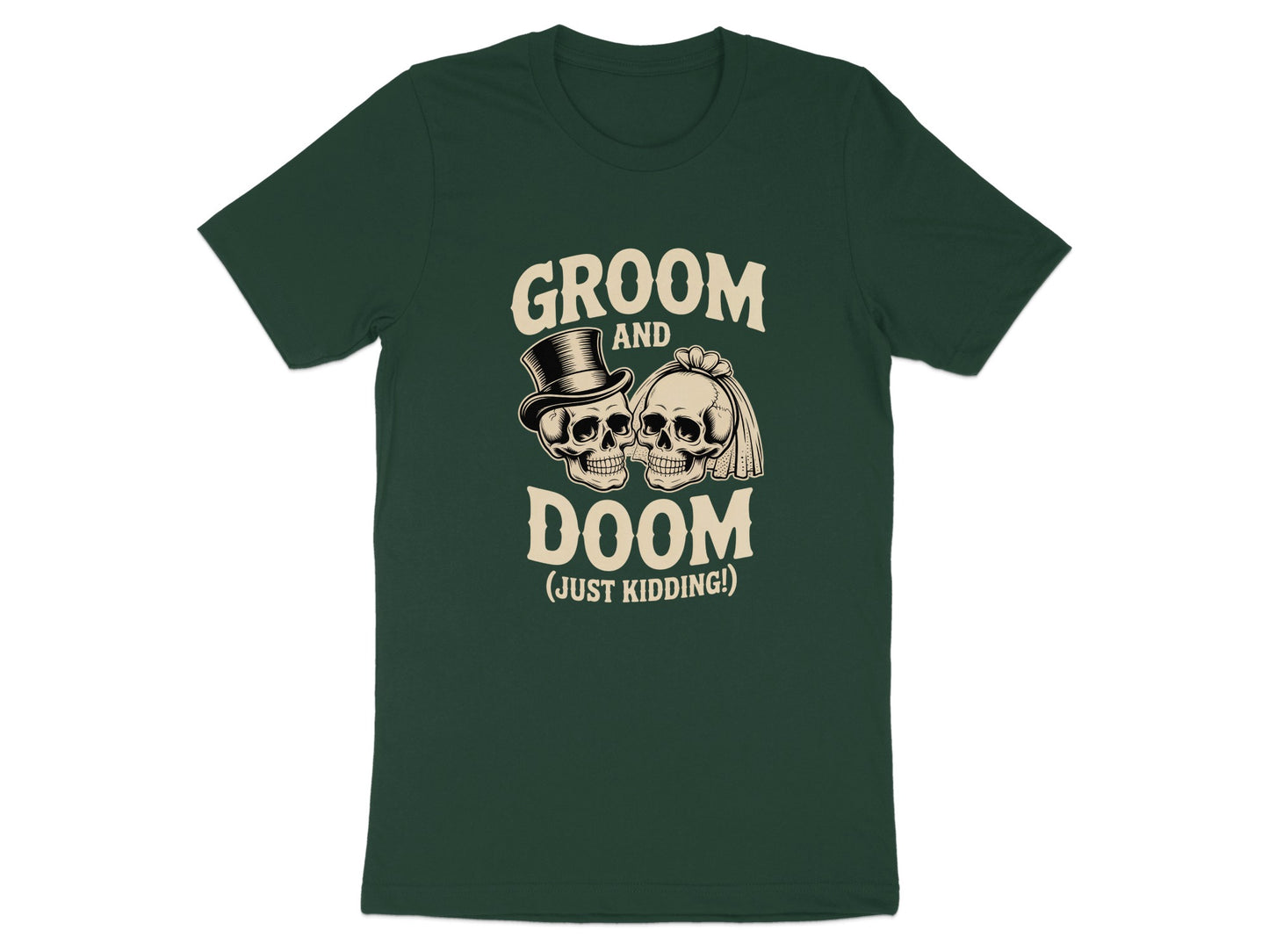 Humorous Skull Groom and Doom Graphic T-Shirt product type