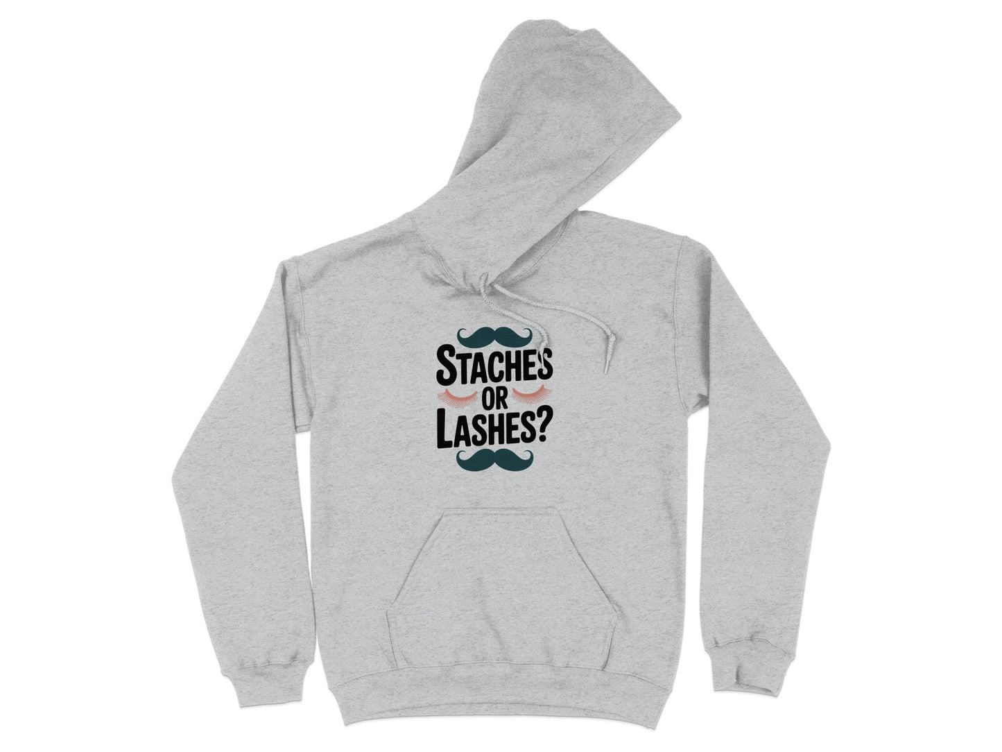 Staches or Lashes Question Graphic Hoodie product