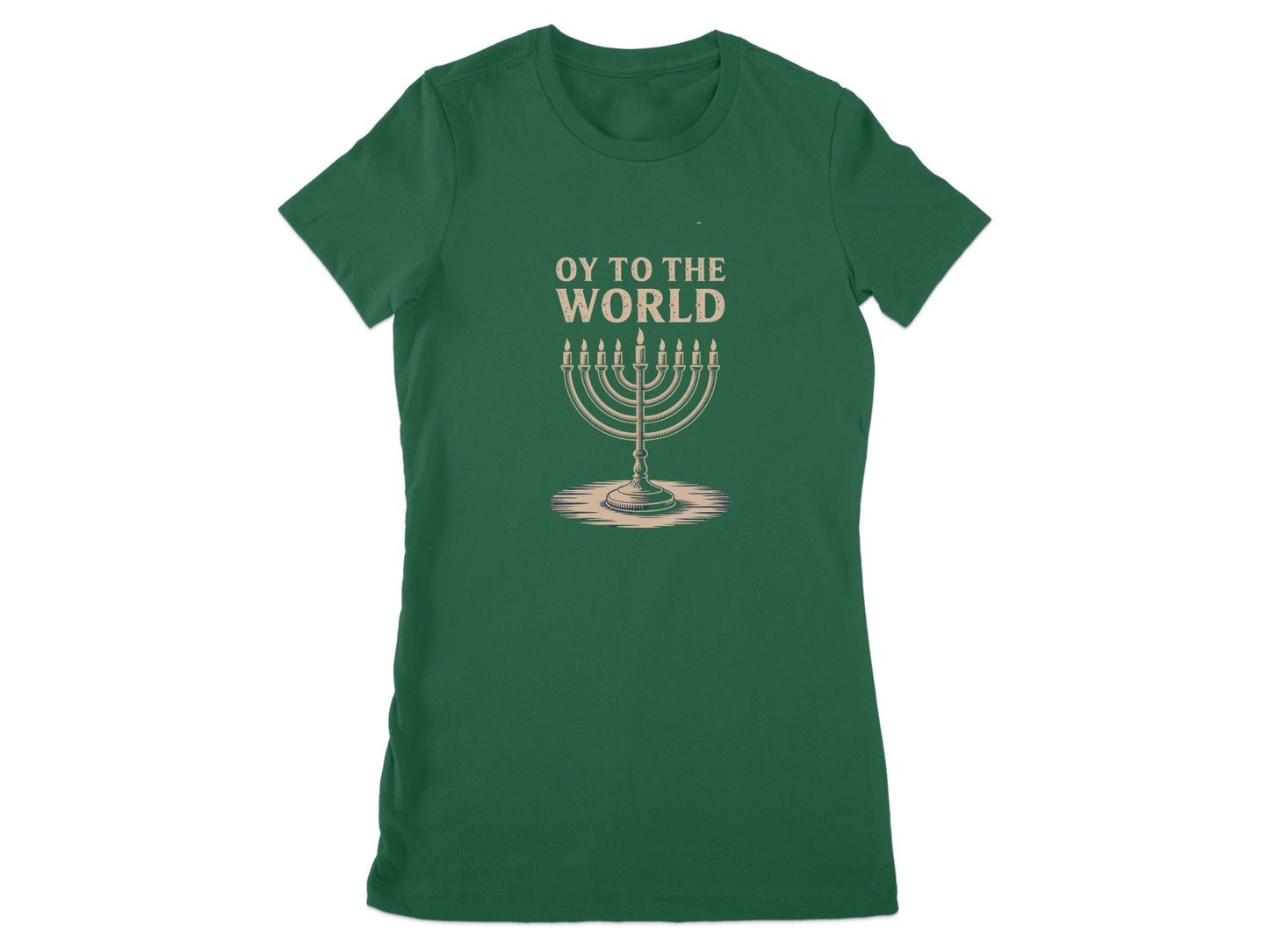 Oy To The World Menorah Design Green Tee product