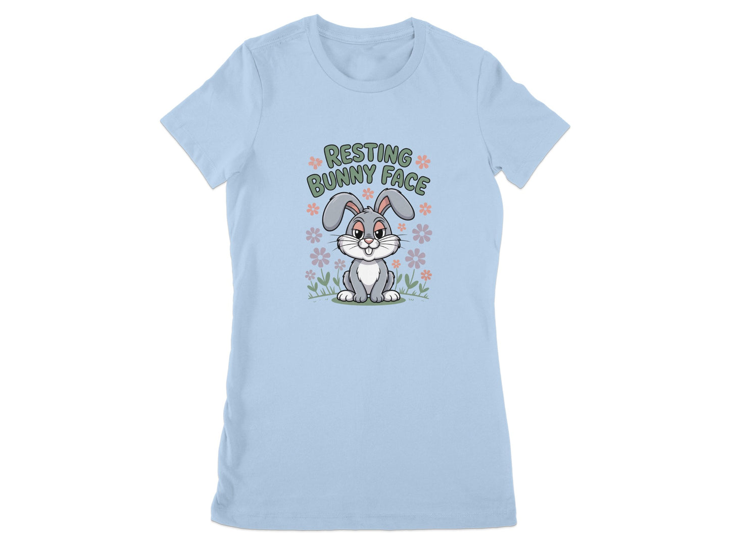 Resting Bunny Face Soft Blue T-Shirt product type