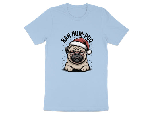 Bah Hum Pug Christmas Santa Hat Graphic Tee Shirt product type
