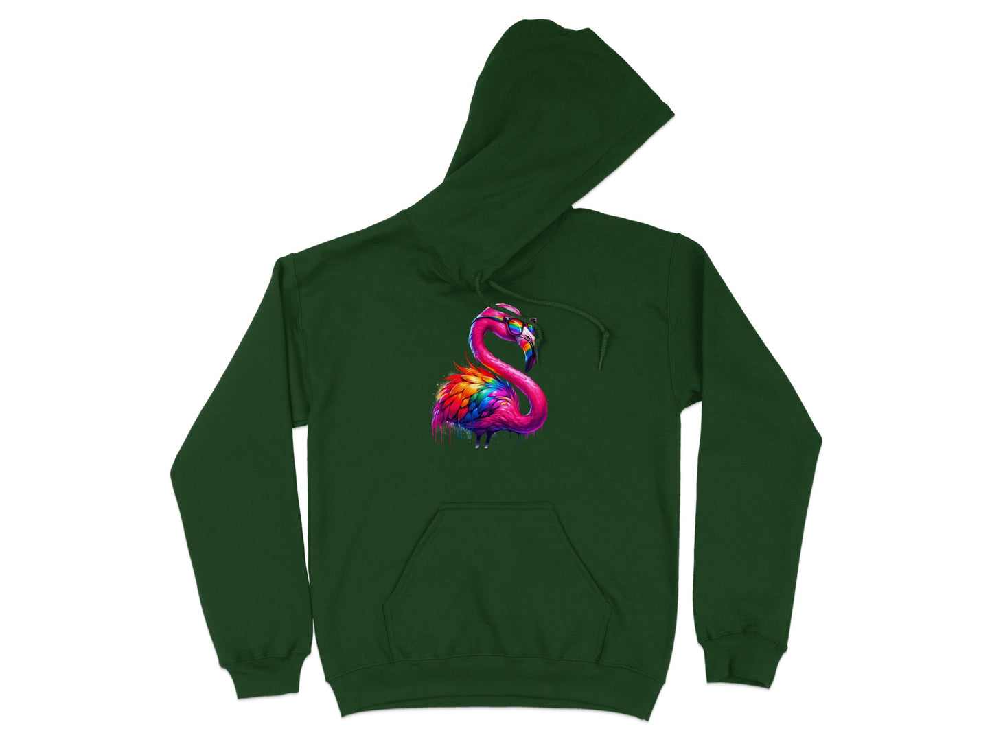 Colorful Flamingo Design Green Hoodie product type