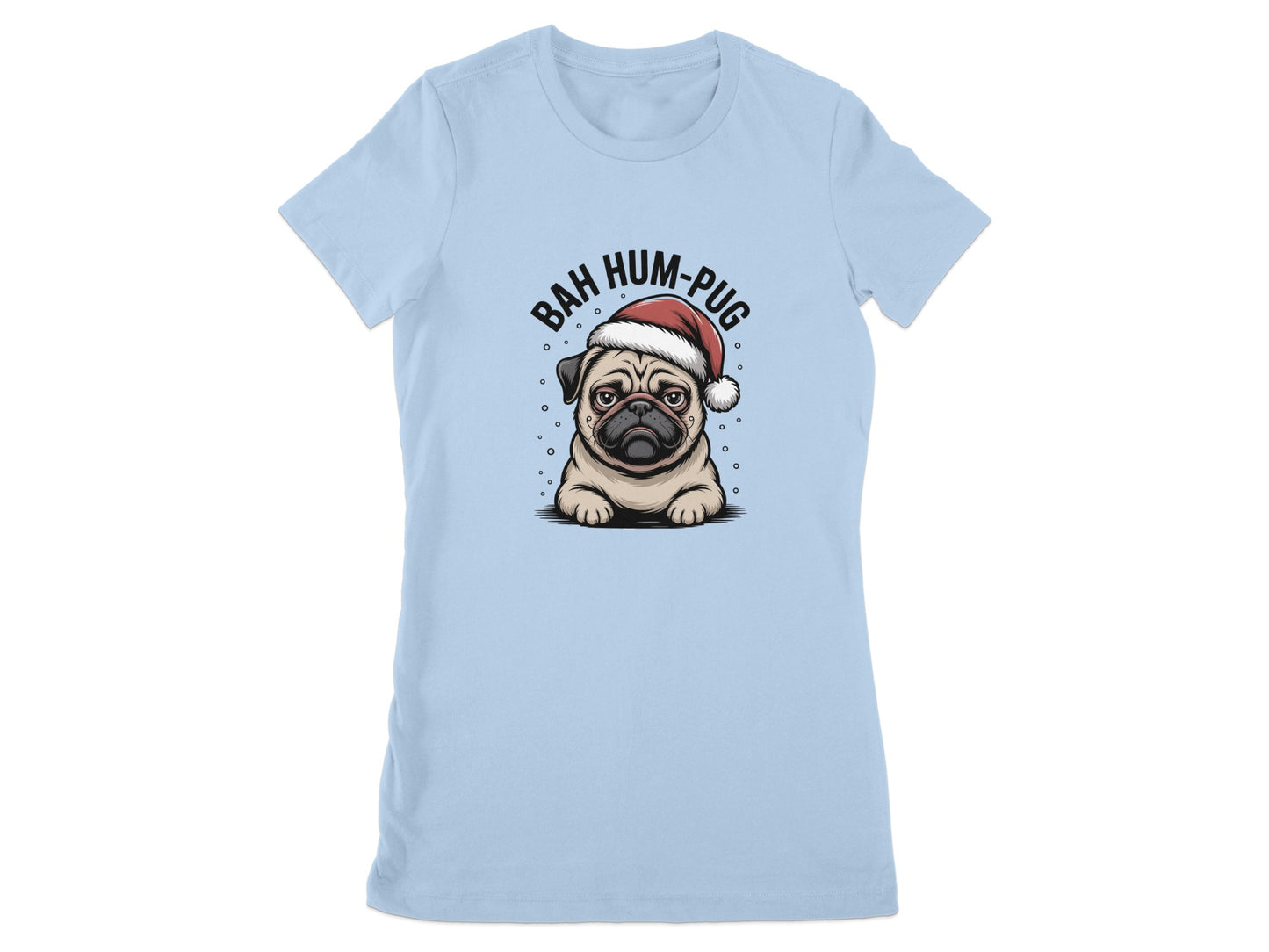 Bah Hum-Pug Dog Wearing Christmas Hat T-shirt product