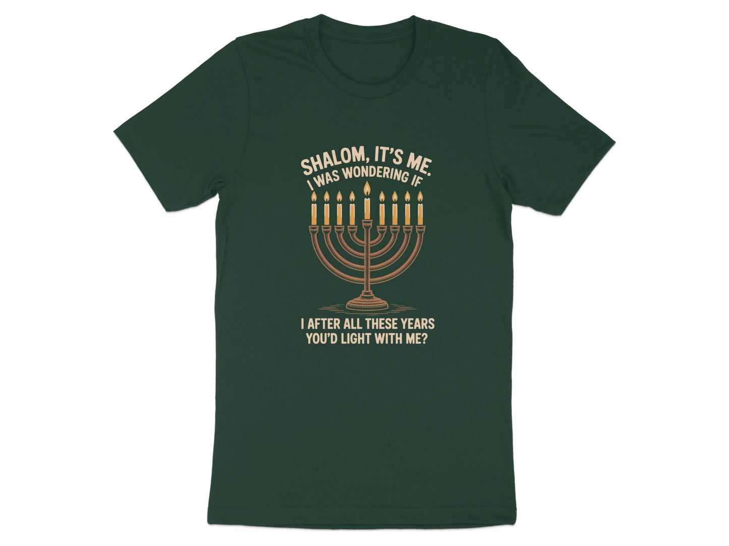 Shalom It's Me Menorah Printed Green T-Shirt product