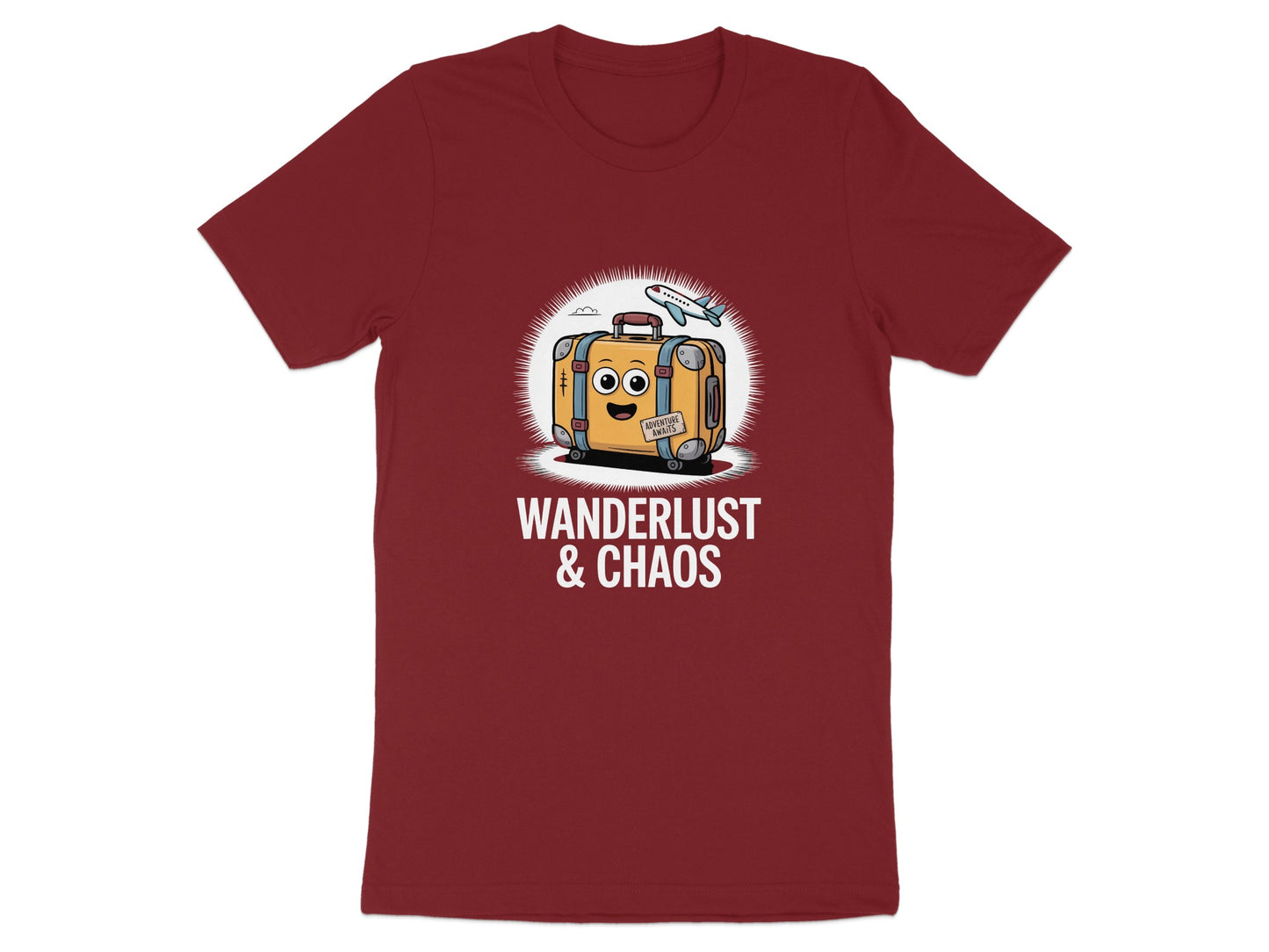 Wanderlust and Chaos Funny Travel Luggage T-Shirt product type